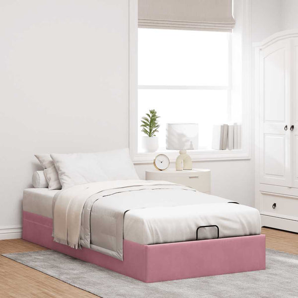 vidaXL Ottoman Bed Frame Pink 90x190 cm Velvet (No Mattress)