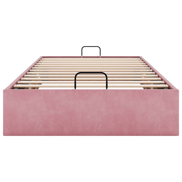 vidaXL Ottoman Bed Frame Pink 90x190 cm Velvet (No Mattress)