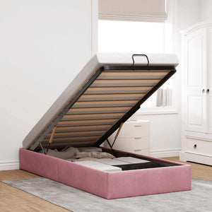 vidaXL Ottoman Bed Frame Pink 90x190 cm Velvet (No Mattress)
