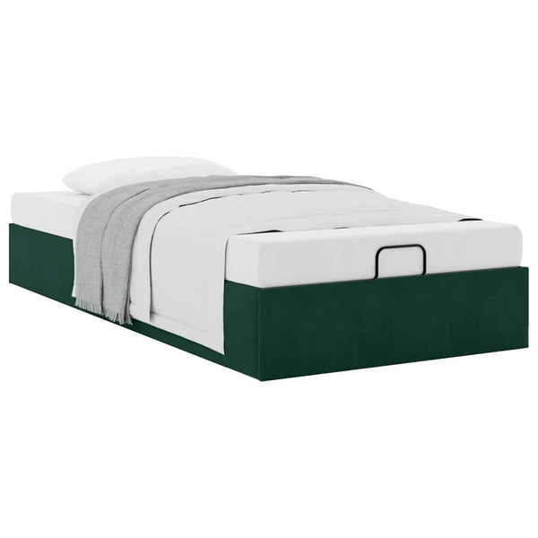 vidaXL Ottoman Bed Frame without Mattress Dark Green 90x200 cm Velvet