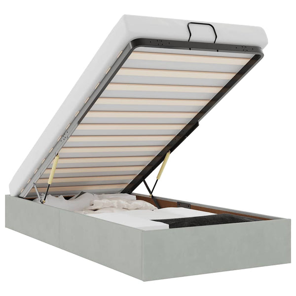 vidaXL Ottoman Bed Frame Light Grey 100x200 cm Velvet (Mattress Not Included)