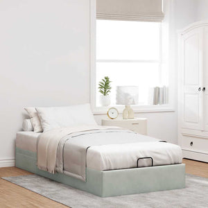 vidaXL Ottoman Bed Frame Light Grey 100x200 cm Velvet (Mattress Not Included)