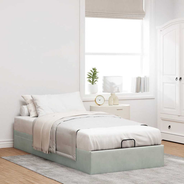 vidaXL Ottoman Bed Frame Light Grey 100x200 cm Velvet (Mattress Not Included)