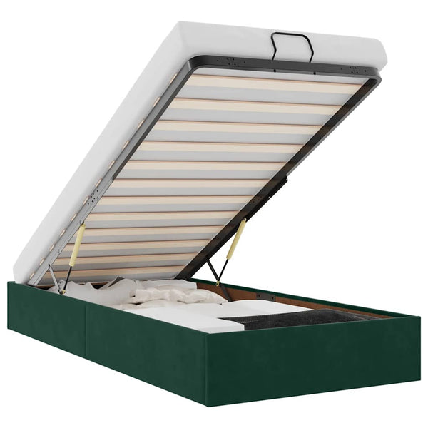 vidaXL Ottoman Bed Frame Dark Green 100x200 cm Velvet