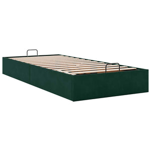 vidaXL Ottoman Bed Frame Dark Green 100x200 cm Velvet