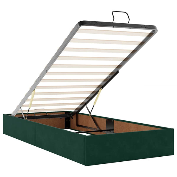 vidaXL Ottoman Bed Frame Dark Green 100x200 cm Velvet
