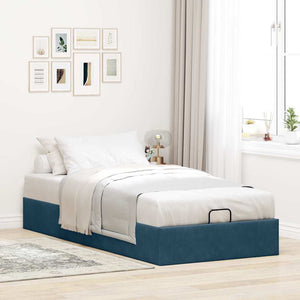 vidaXL Ottoman Bed Frame without Mattress Dark Blue 100x200 cm Velvet