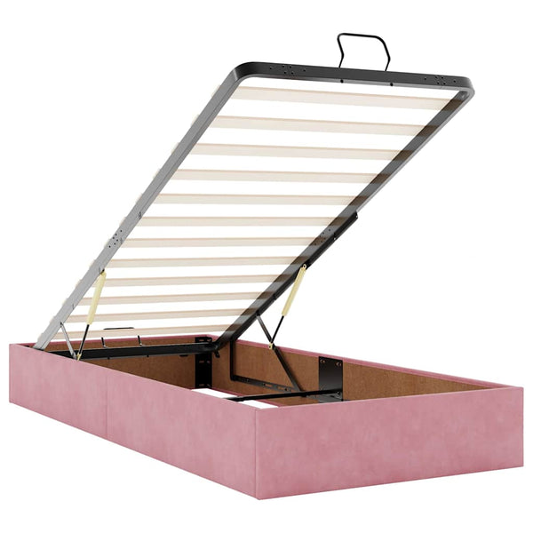 vidaXL Ottoman Bed Frame Pink 100x200 cm Velvet