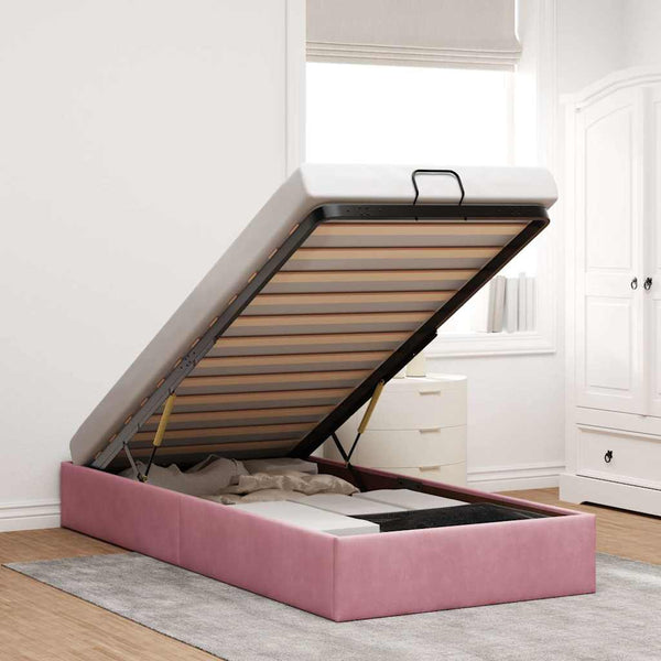 vidaXL Ottoman Bed Frame Pink 100x200 cm Velvet