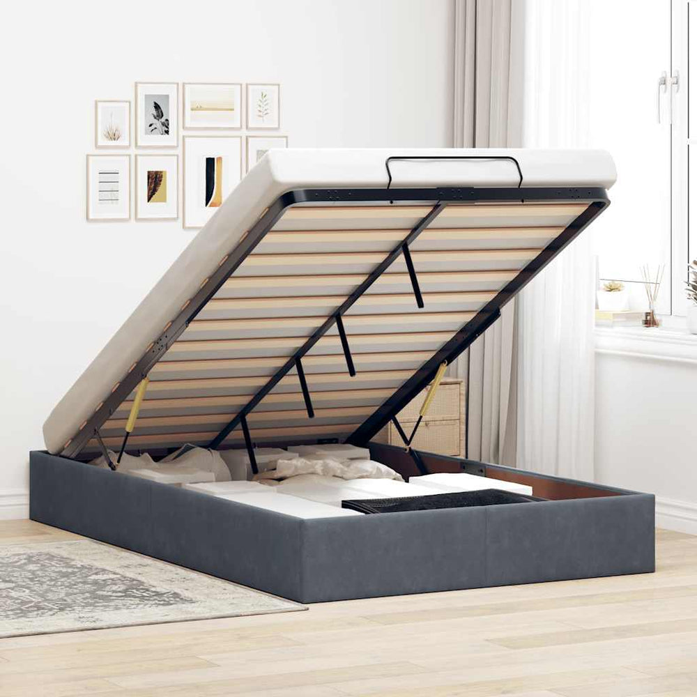vidaXL Ottoman Bed Frame Dark Grey 120x190 cm Velvet (Mattress Not Included)