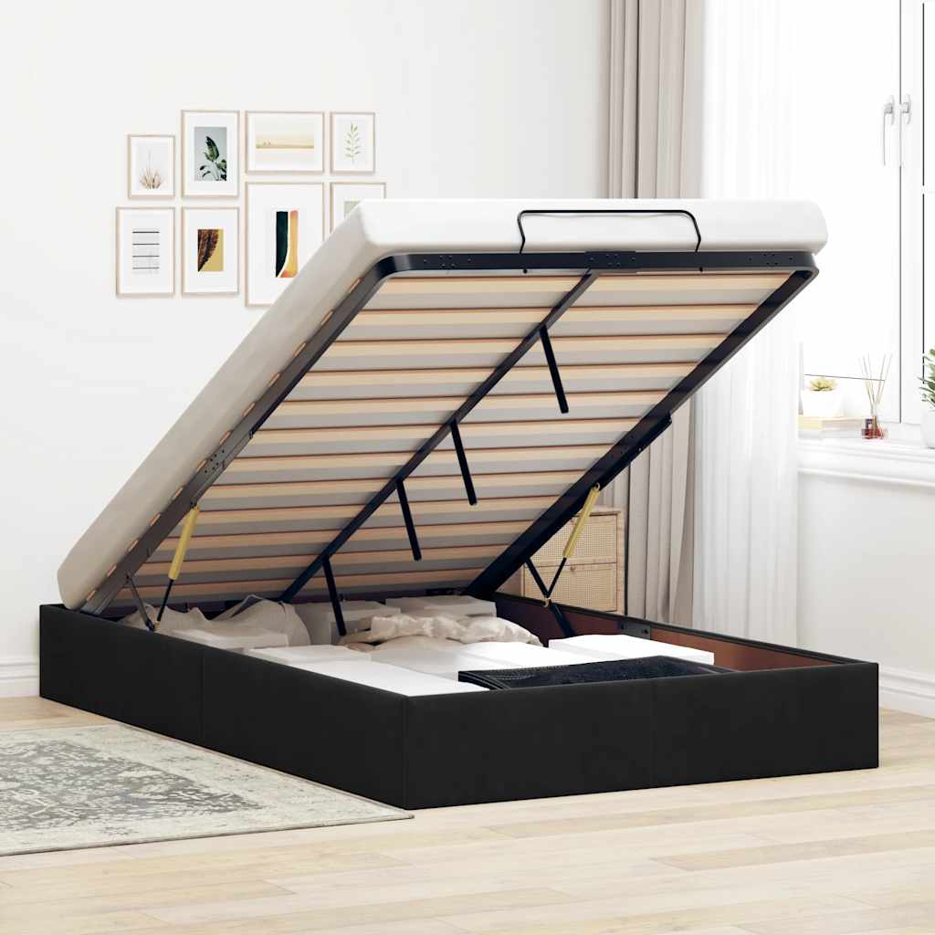 vidaXL Ottoman Bed Frame without Mattress Black 120x190 cm Velvet