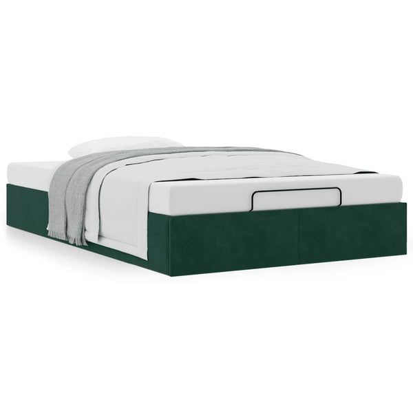 vidaXL Ottoman Bed Frame without Mattress Dark Green 120x190 cm Velvet