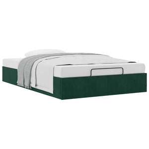 vidaXL Ottoman Bed Frame without Mattress Dark Green 120x190 cm Velvet