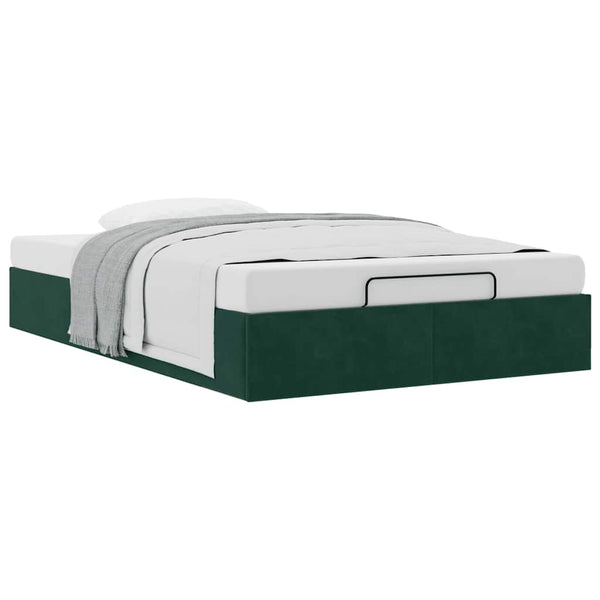 vidaXL Ottoman Bed Frame without Mattress Dark Green 120x190 cm Velvet