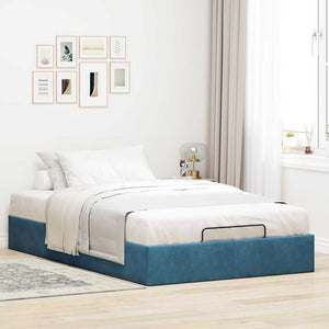 vidaXL Ottoman Bed Frame without Mattress Dark Blue 120x190 cm Velvet