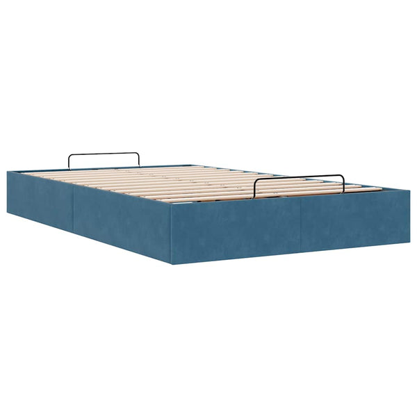 vidaXL Ottoman Bed Frame without Mattress Dark Blue 120x190 cm Velvet