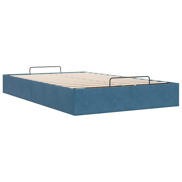 vidaXL Ottoman Bed Frame without Mattress Dark Blue 120x190 cm Velvet