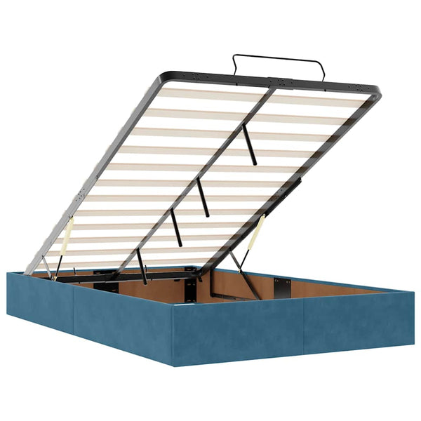 vidaXL Ottoman Bed Frame without Mattress Dark Blue 120x190 cm Velvet