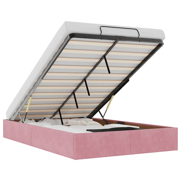 vidaXL Ottoman Bed Frame without Mattress Pink 120x190 cm Velvet
