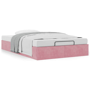 vidaXL Ottoman Bed Frame without Mattress Pink 120x190 cm Velvet