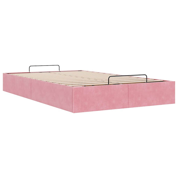 vidaXL Ottoman Bed Frame without Mattress Pink 120x190 cm Velvet