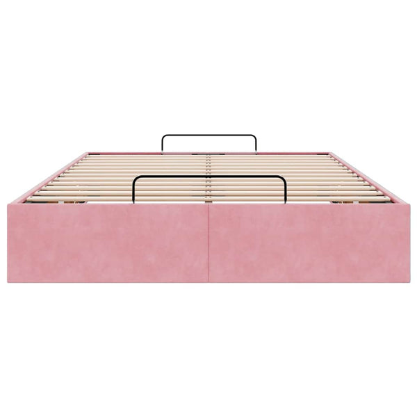 vidaXL Ottoman Bed Frame without Mattress Pink 120x190 cm Velvet