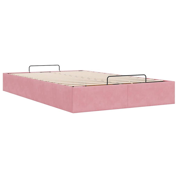 vidaXL Ottoman Bed Frame without Mattress Pink 120x190 cm Velvet