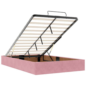 vidaXL Ottoman Bed Frame without Mattress Pink 120x190 cm Velvet