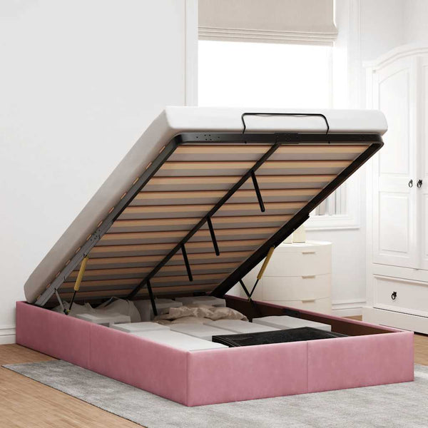 vidaXL Ottoman Bed Frame without Mattress Pink 120x190 cm Velvet