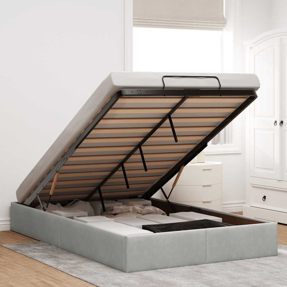 vidaXL Ottoman Bed Frame Light Grey 120x200 cm Velvet without Mattress