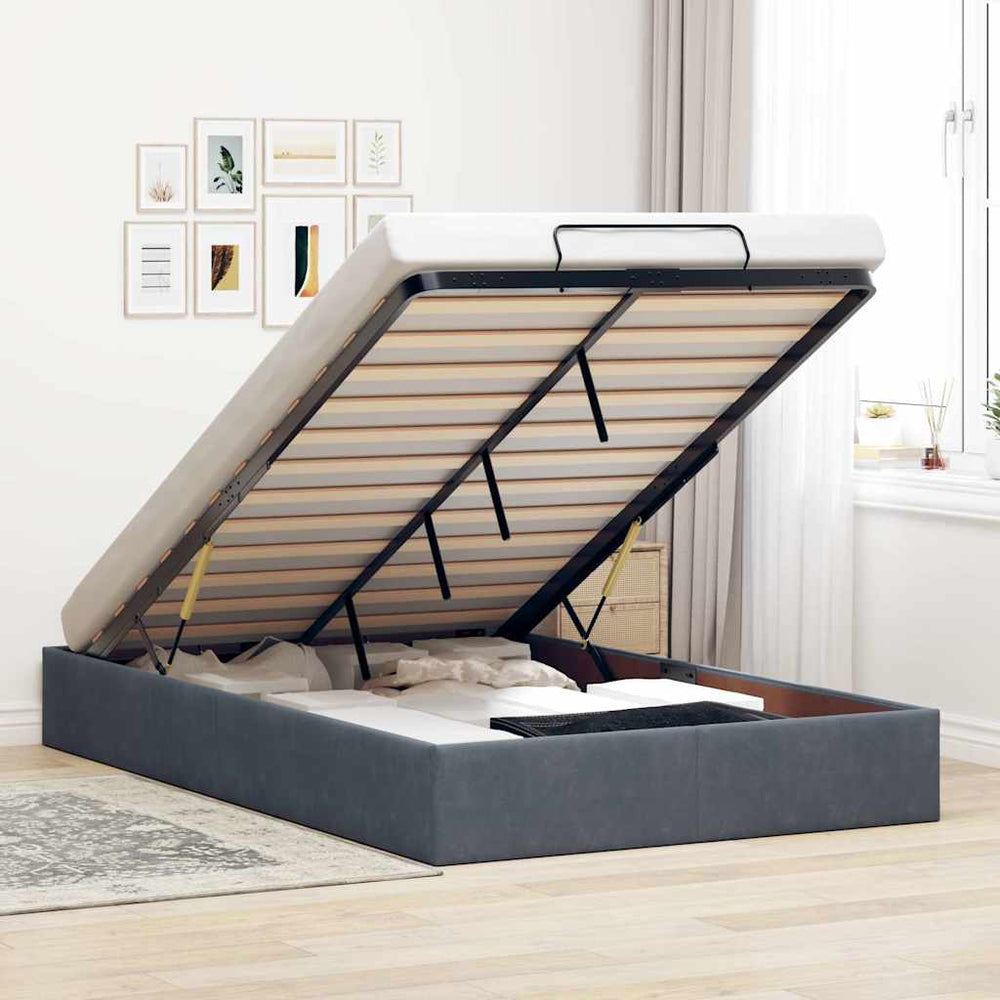 vidaXL Ottoman Bed Frame without Mattress Dark Grey 120x200 cm Velvet