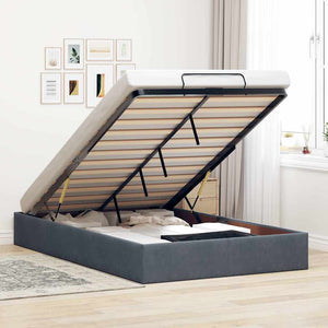 vidaXL Ottoman Bed Frame without Mattress Dark Grey 120x200 cm Velvet