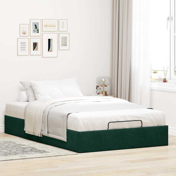 vidaXL Ottoman Bed Frame Dark Green 120x200 cm Velvet