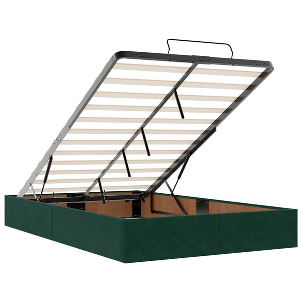 vidaXL Ottoman Bed Frame Dark Green 120x200 cm Velvet