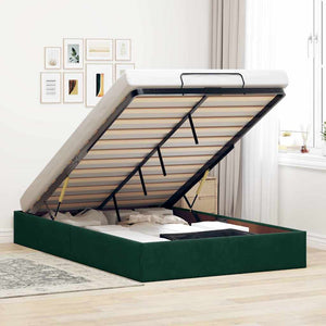 vidaXL Ottoman Bed Frame Dark Green 120x200 cm Velvet