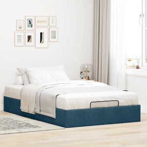 vidaXL Ottoman Bed Frame without Mattress Dark Blue 120x200 cm Velvet
