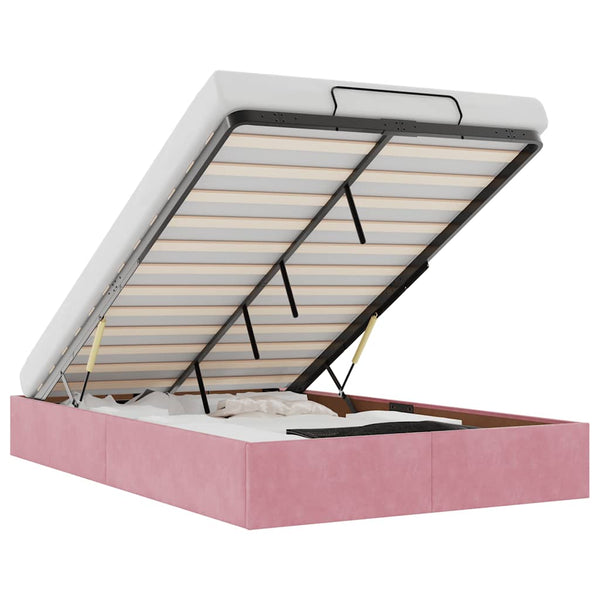 vidaXL Ottoman Bed Frame Pink 120x200 cm Velvet (Mattress Not Included)