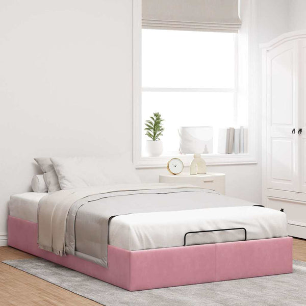 vidaXL Ottoman Bed Frame Pink 120x200 cm Velvet (Mattress Not Included)