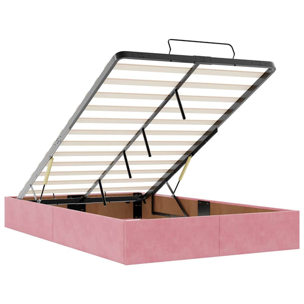 vidaXL Ottoman Bed Frame Pink 120x200 cm Velvet (Mattress Not Included)