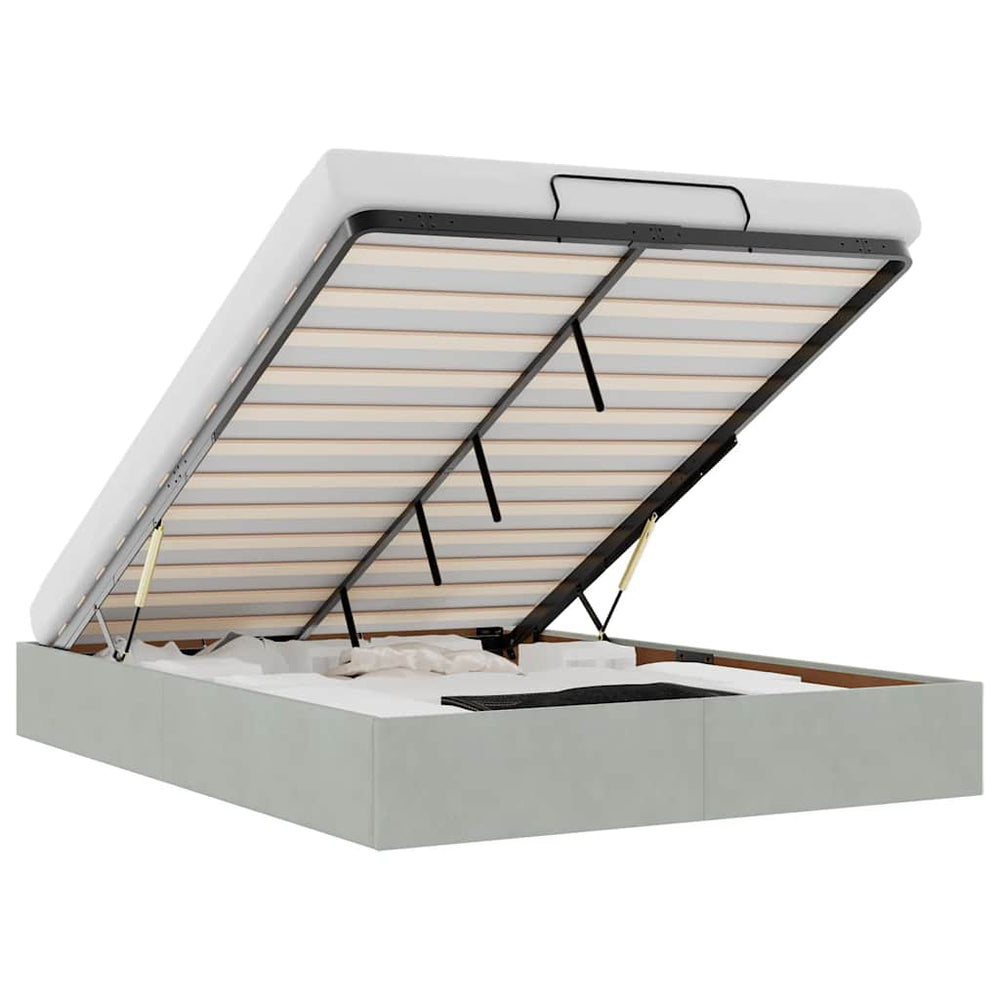 vidaXL Ottoman Bed Frame Light Grey 140x190 cm Velvet (mattress not included)