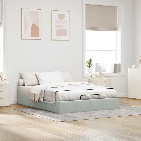 vidaXL Ottoman Bed Frame Light Grey 140x190 cm Velvet (mattress not included)