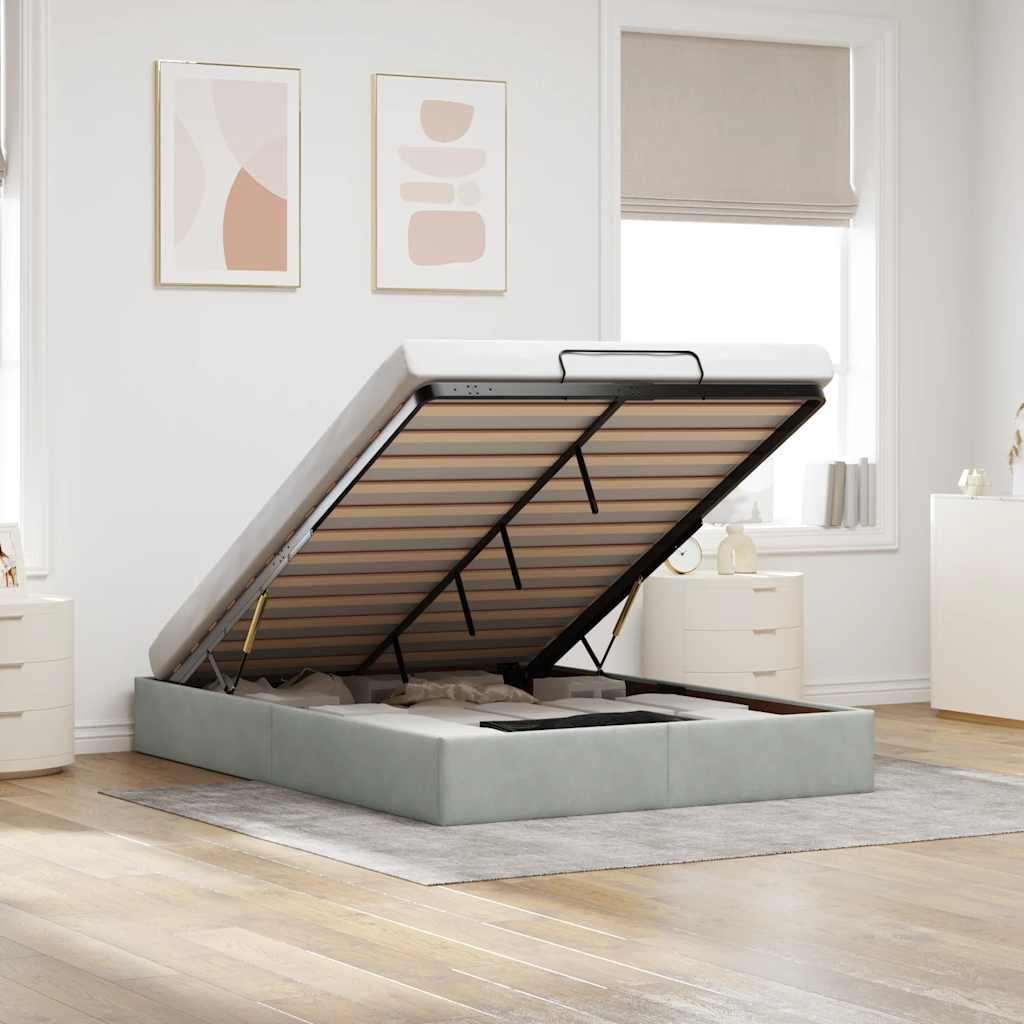vidaXL Ottoman Bed Frame Light Grey 140x190 cm Velvet (mattress not included)