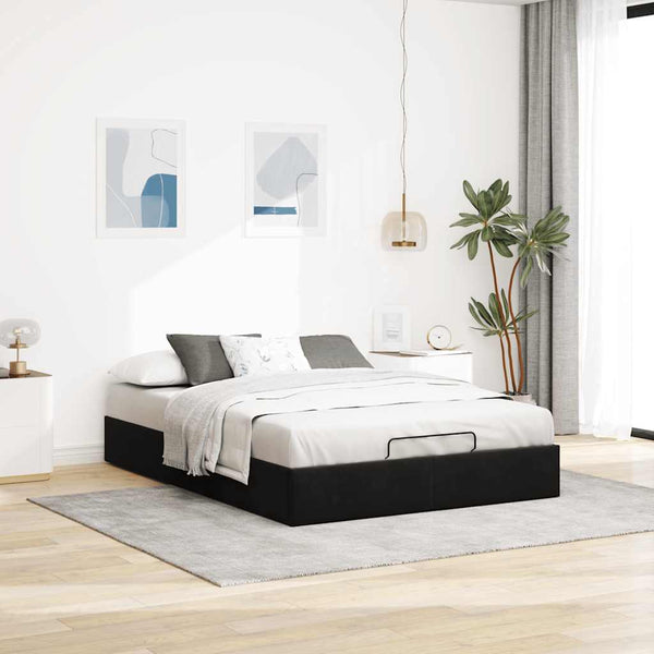 vidaXL Ottoman Bed Frame without Mattress Black 140x190 cm Velvet
