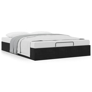 vidaXL Ottoman Bed Frame without Mattress Black 140x190 cm Velvet