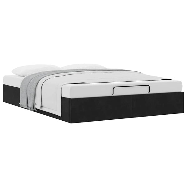 vidaXL Ottoman Bed Frame without Mattress Black 140x190 cm Velvet