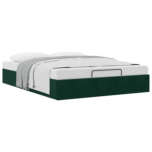 vidaXL Ottoman Bed Frame Dark Green 140x190 cm Velvet