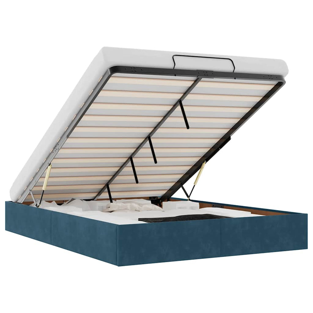 vidaXL Ottoman Bed Frame without Mattress Dark Blue 140x190 cm Velvet
