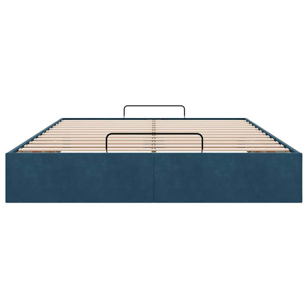 vidaXL Ottoman Bed Frame without Mattress Dark Blue 140x190 cm Velvet