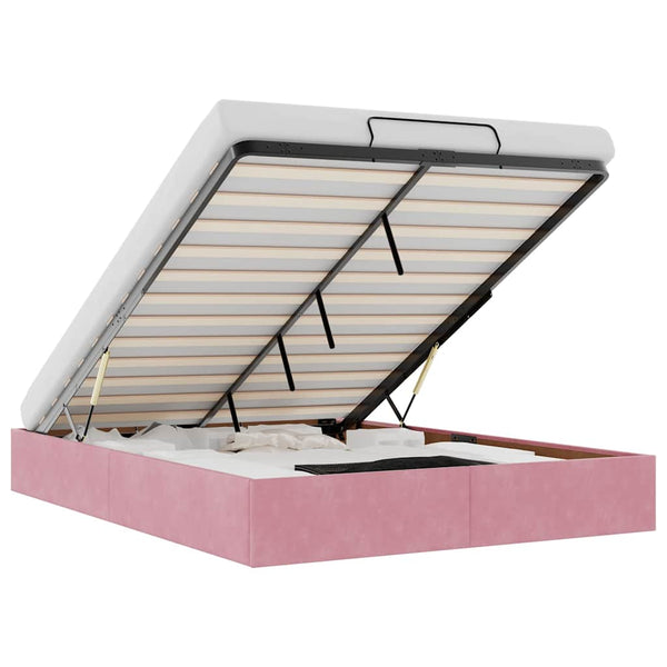 vidaXL Ottoman Bed Frame Pink 140x190 cm Velvet (No Mattress)