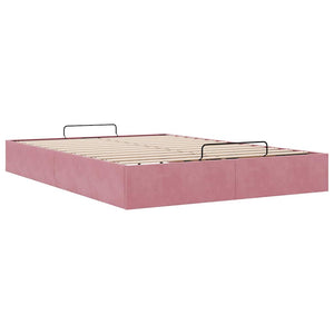 vidaXL Ottoman Bed Frame Pink 140x190 cm Velvet (No Mattress)